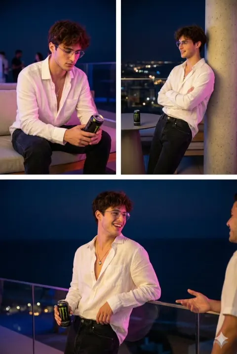 Rooftop Night Party Portrait