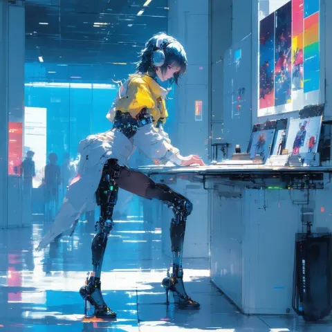 Anime Hero With Sleek Futuristic Leg Prosthetics