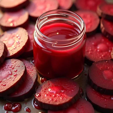Manga Beet Slices Swirling Around Central Jar
