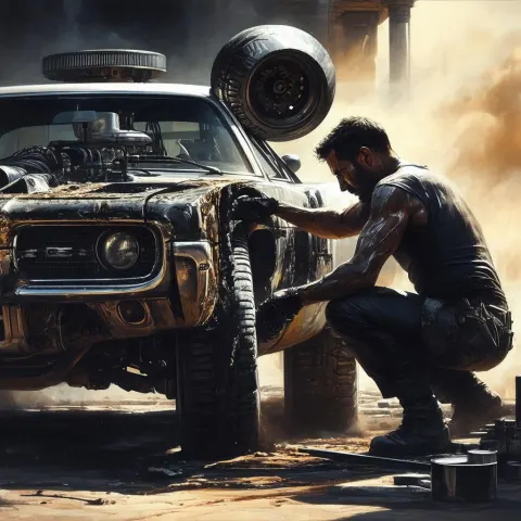 Mad Max Repairing a Dodge in Shadow