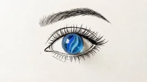 Marble Eye: Minimalist Mixed Media