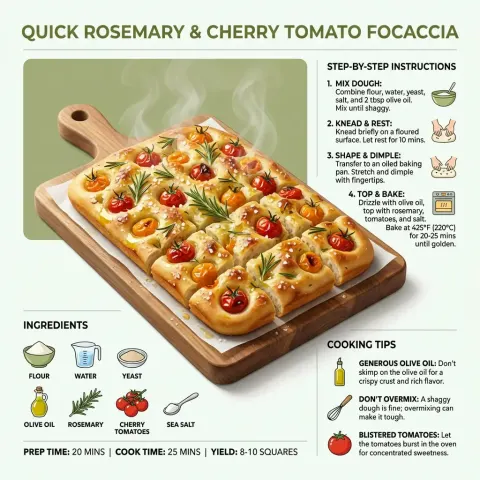 Quick Rosemary Tomato Focaccia
