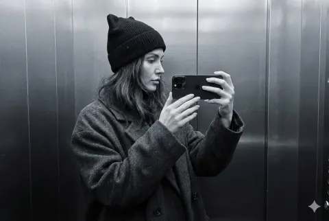Elevator Mirror Cat-Ear Selfie