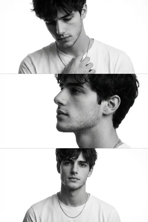Monochrome Masculine Triptych Portrait