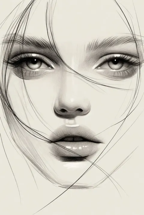 Minimalist Beauty Sketch Portrait