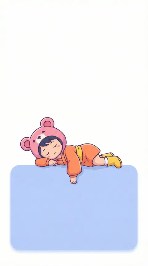 Sleepy Character Resting on Banner