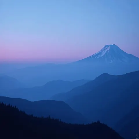 Serene Blue and Purple Mountain Film Scene