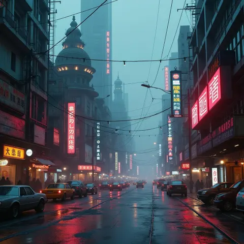 Panoramic Cyberpunk City With Steampunk Melancholy