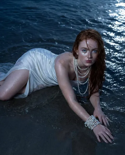 Moonlit Beach Redhead Portrait