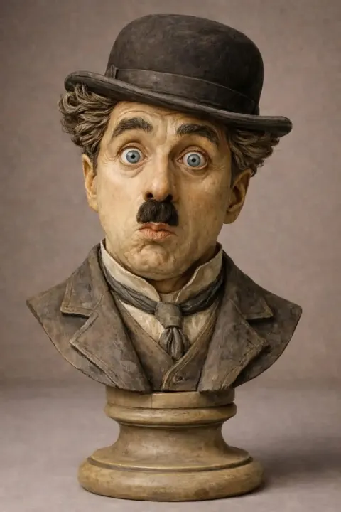 Painted Wood Sculpture Bust Art
