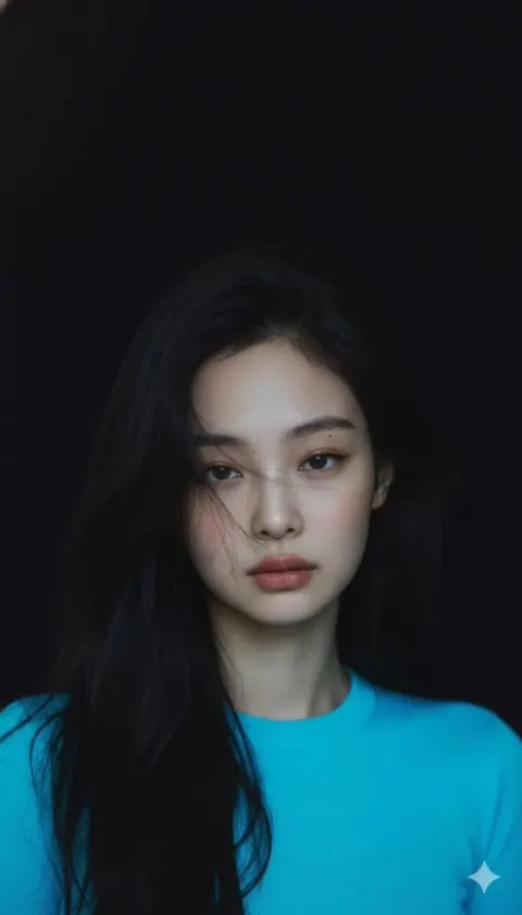Neon Blue Melancholic Portrait