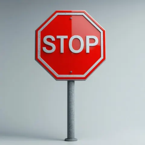 Hyper Real Metallic Stop Sign in Studio Light