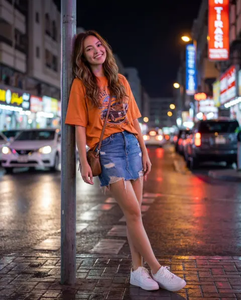 Neon Night Street Portrait