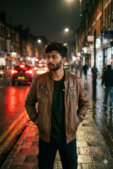 Rainy Night Street Cool Guy