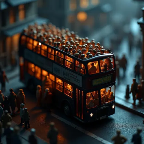 Crowded Double Decker Bus in Cinematic 3D