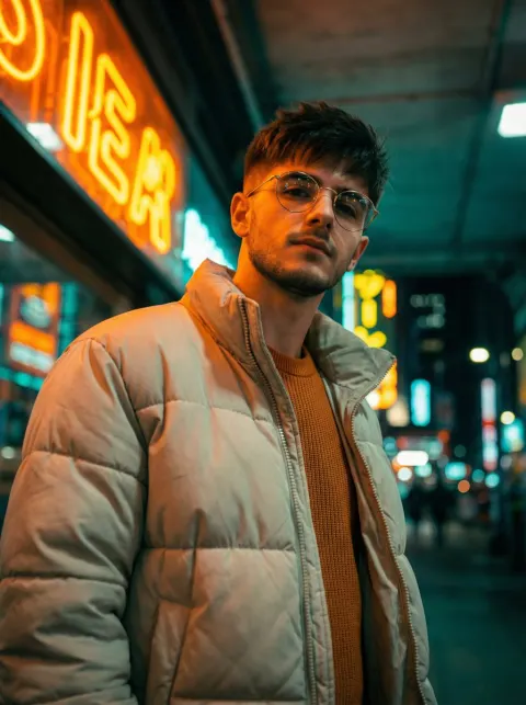 Neon Tunnel Fashion Portrait