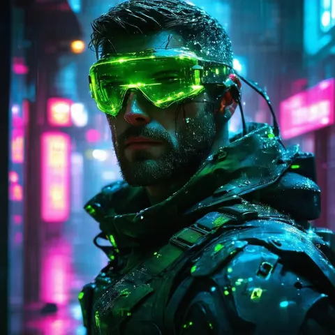 Sam Fisher Glowing in Neonpunk Goggles