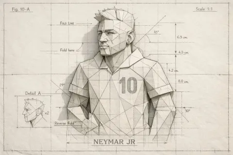 Neymar Origami Blueprint Art