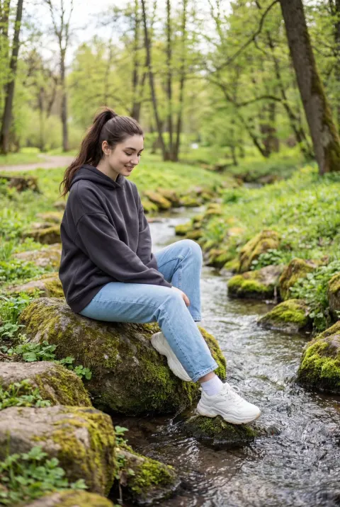 Spring Stream Serenity Portrait