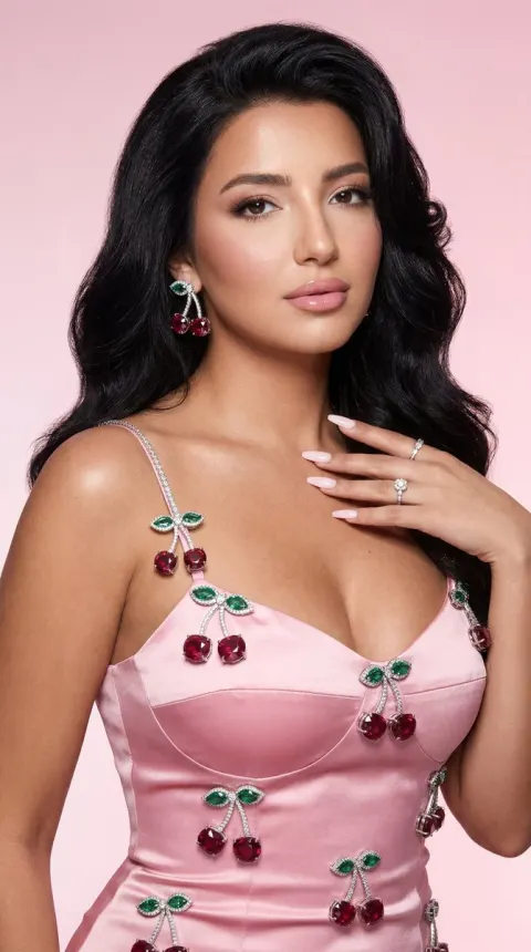 Pink Satin Cherry Diamond Editorial