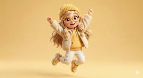Cheerful 3D Cartoon Girl Character
