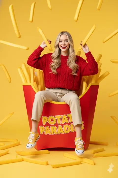 Girl in Giant Fries Box