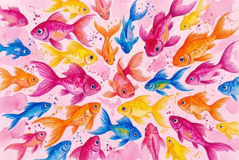 Colorful Fish Watercolor Swim