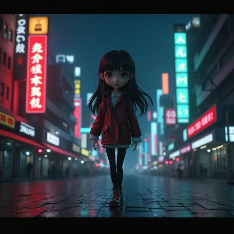 Kurisu Makise in a Stop Motion Cyberpunk Night
