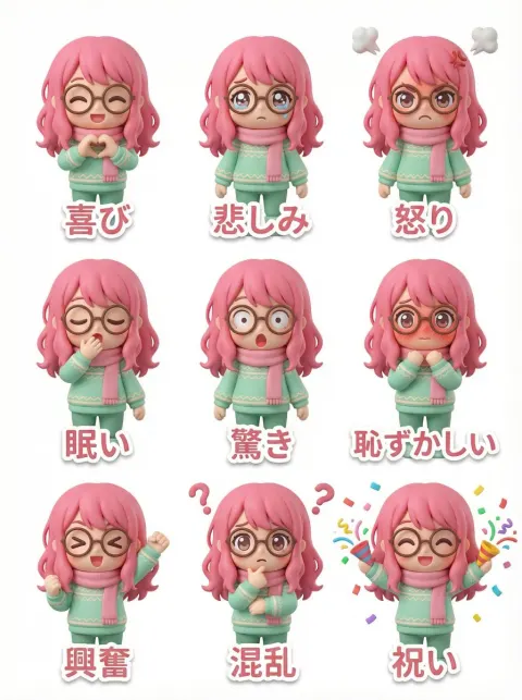 Blind Box Character 9 Expressions