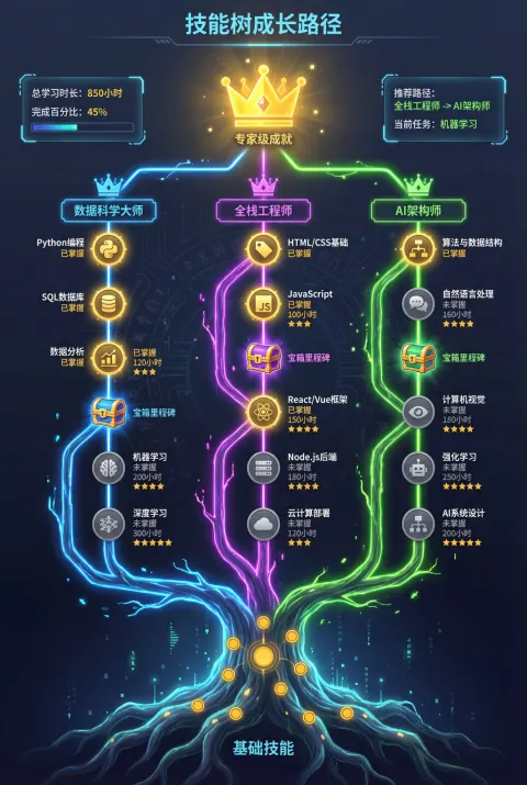 Gamified Skill Tree Growth Path Infographic