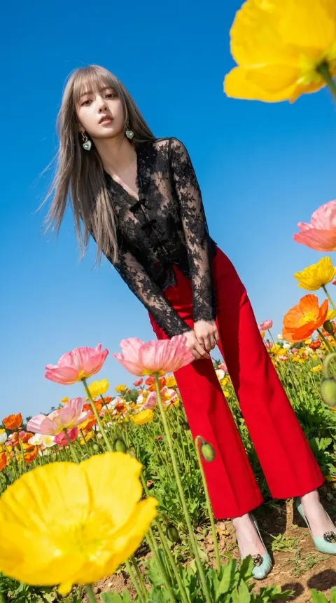 Bold Fashion Portrait in Poppy Field