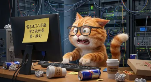 Orange Cat Coder Meltdown