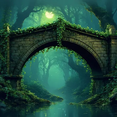 Ivy Covered Bridge on a Fantasy Book Cover