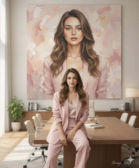 Pastel Oil Portrait Fashion Scene