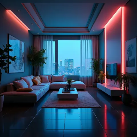 Cyberpunk Apartment Interior in Flowing Ink