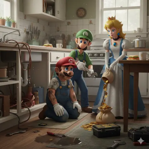 Mario's Exhausted Plumbing Day
