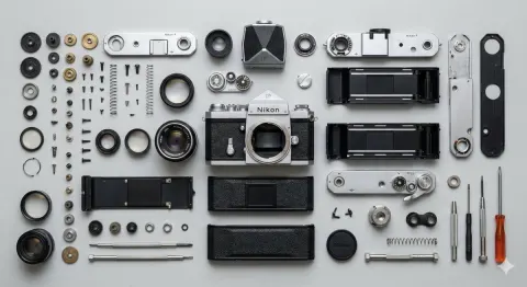 Vintage Camera Flat Lay Art