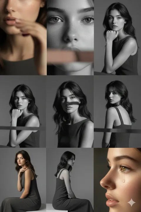 Cool Gray Grid Portrait Series