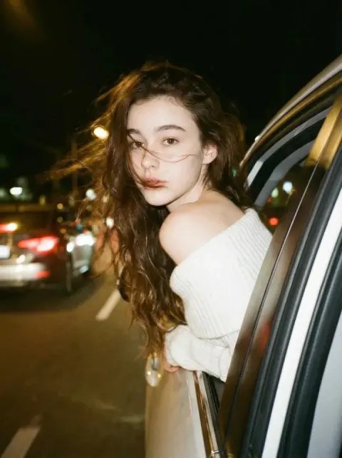 Dreamy Vintage Car Window Night Portrait