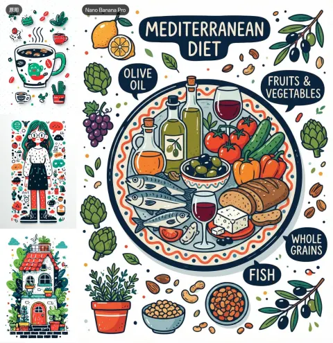 Mediterranean Diet Drawing Guide