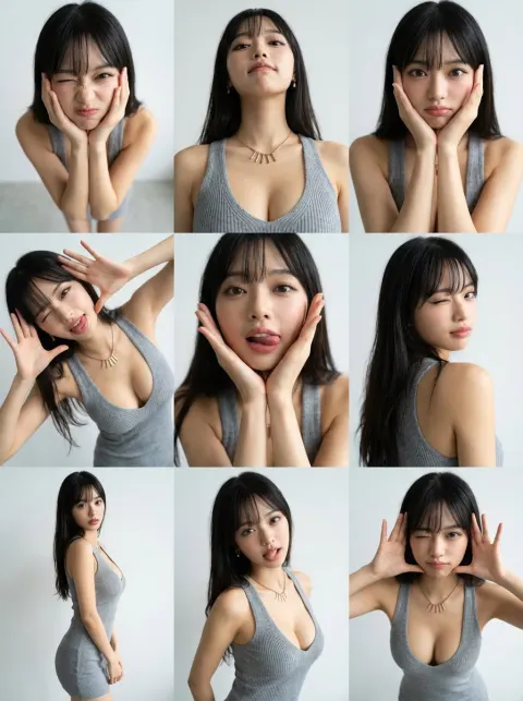 Quirky 3x3 Grid Multi-Angle Portrait