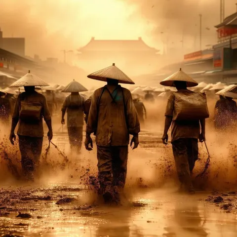 Manga Sandstorm Engulfing Determined Beijing Workers