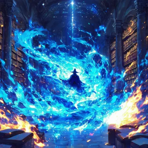 Astral Wizard Blazing Through the Grand Library