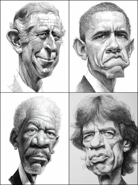 Exaggerated Political Comic Male Portrait