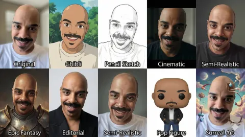Nine Art Styles Portrait Collage