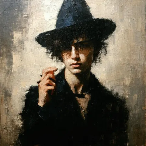 Somber Dirge Selfie in Muted Oils