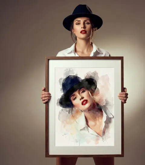 Watercolor Portrait in Frame