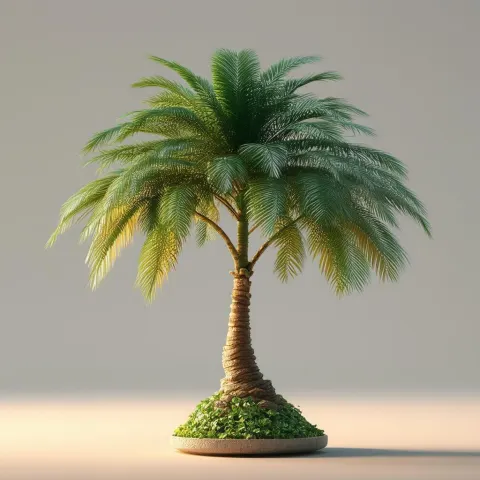 Minimalist 3D Bonsai Palm at Golden Hour