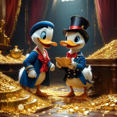 Donald Meets Scrooge in a Room of Gold