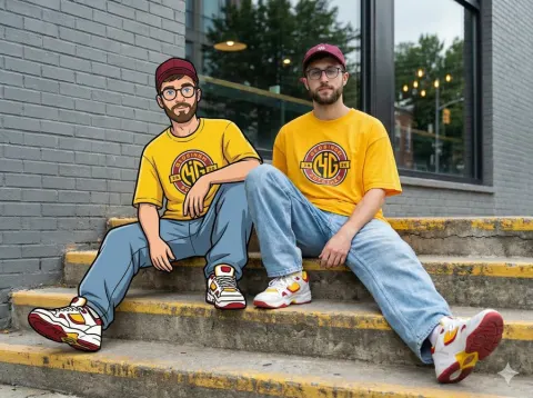 Real-Cartoon Twin Street Portrait